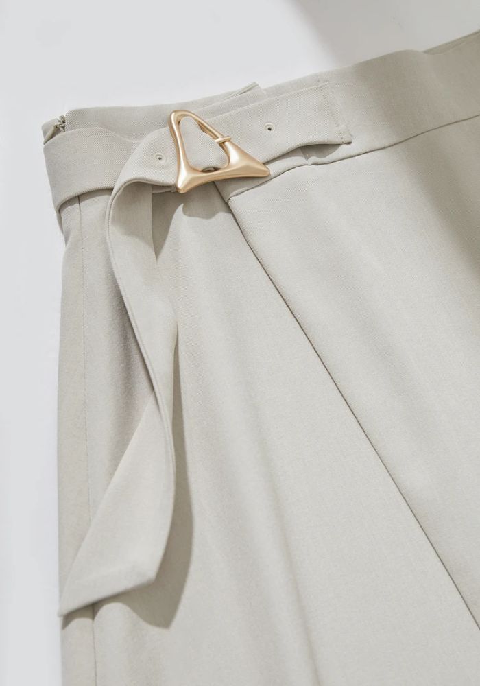 Geometric Buckle Belt A-line Skirt