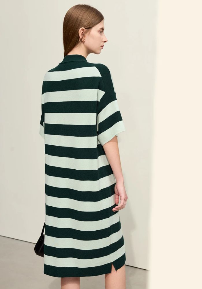 Half Drop Knit Striped Dress