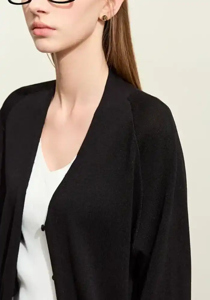 Raglan Sleeve V-neck Cardigan