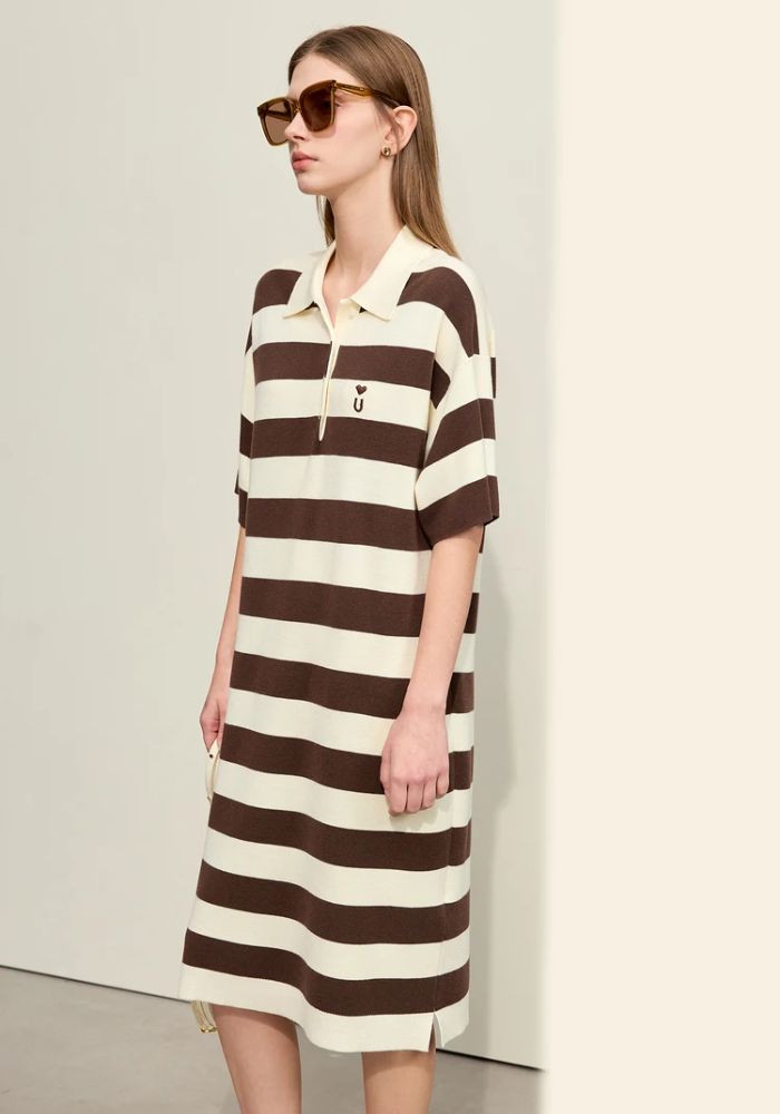 Half Drop Knit Striped Dress
