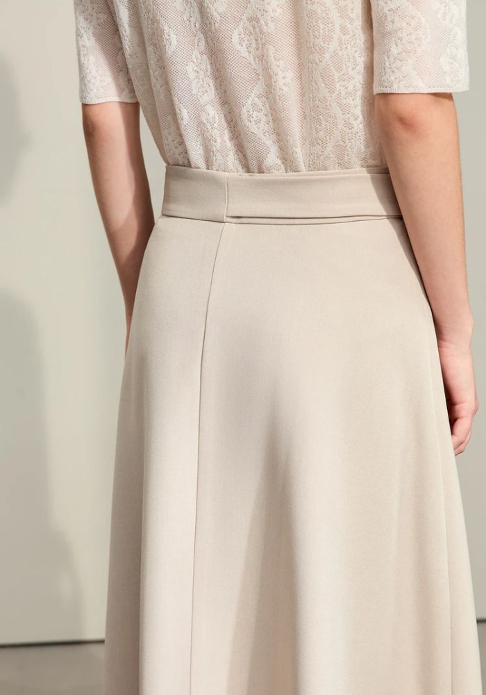 Geometric Buckle Belt A-line Skirt