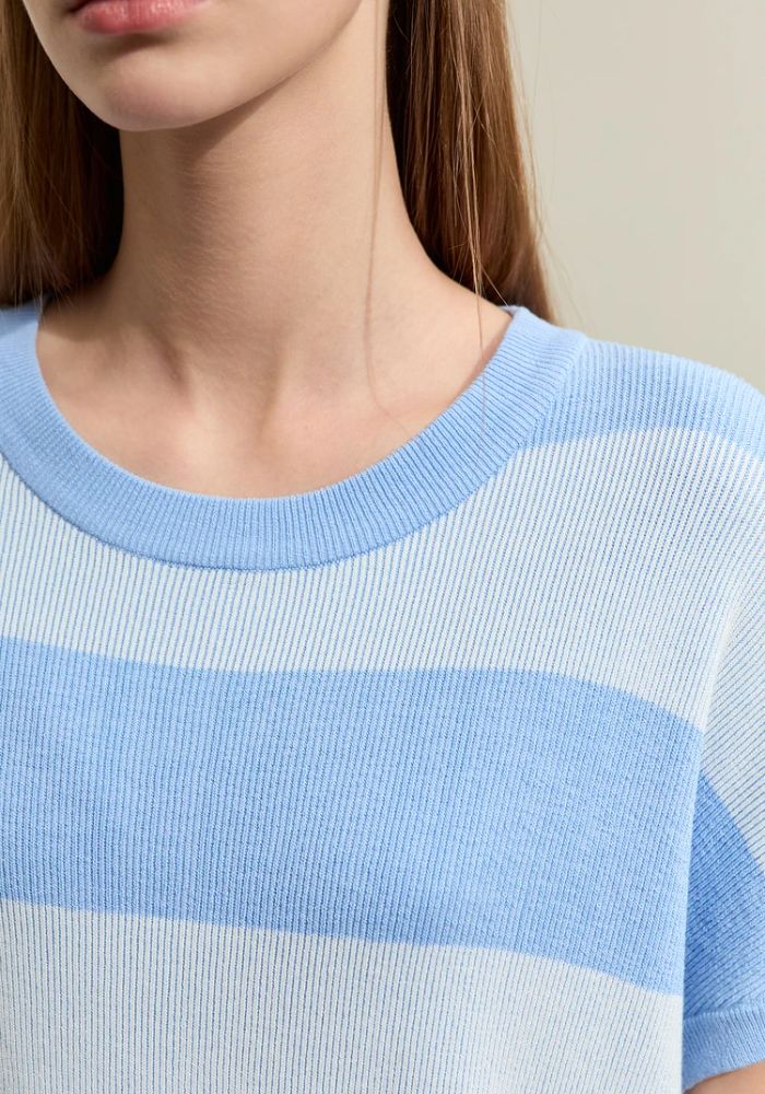 Knit Wide Striped Drawstring Sweater
