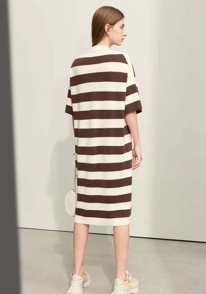 Half Drop Knit Striped Dress