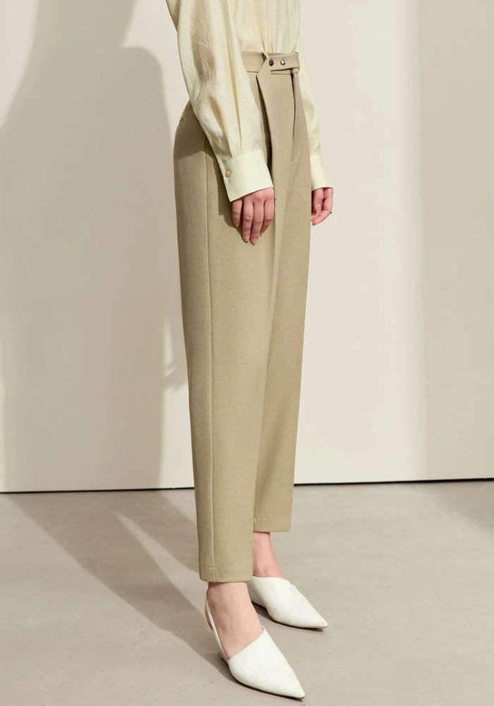 Belt Tapered Ankle-length Trousers