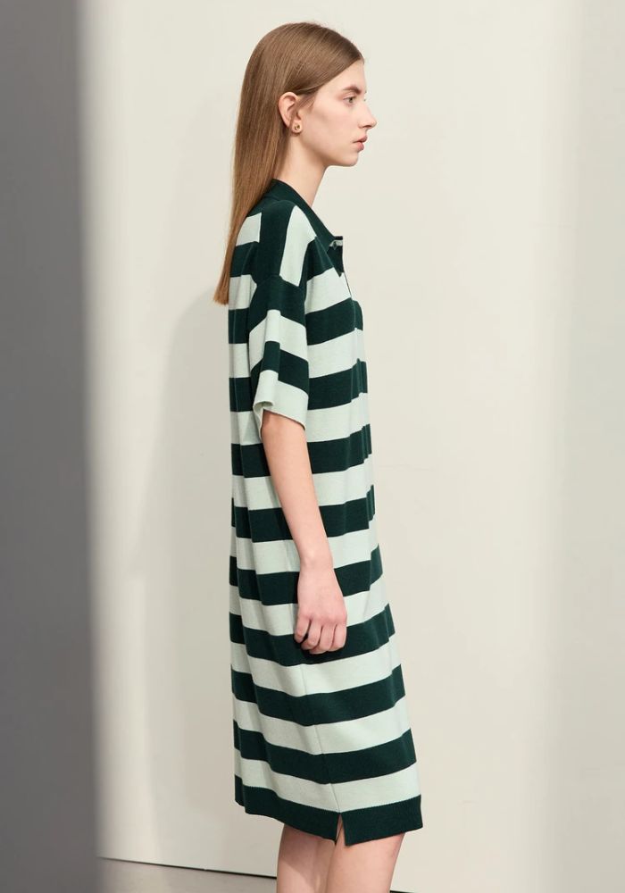 Half Drop Knit Striped Dress