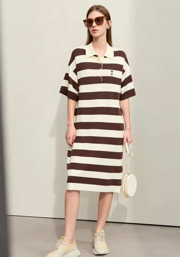 Half Drop Knit Striped Dress