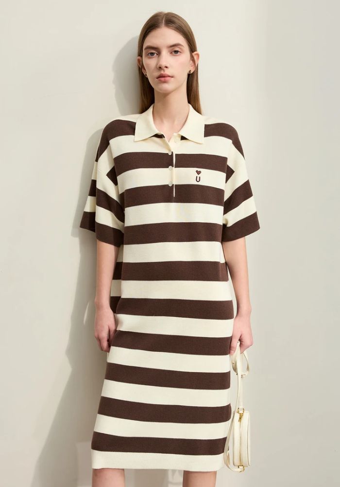 Half Drop Knit Striped Dress