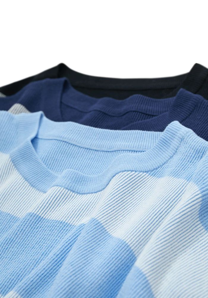 Knit Wide Striped Drawstring Sweater