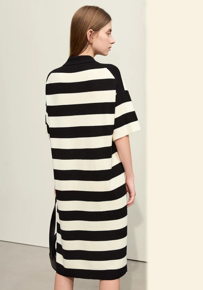 Half Drop Knit Striped Dress