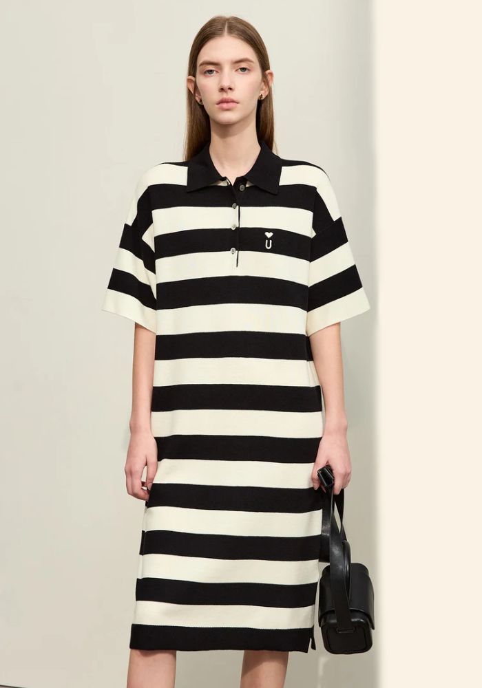 Half Drop Knit Striped Dress