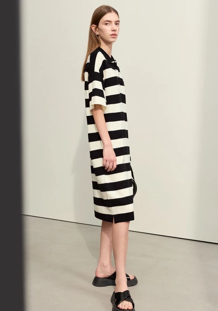 Half Drop Knit Striped Dress