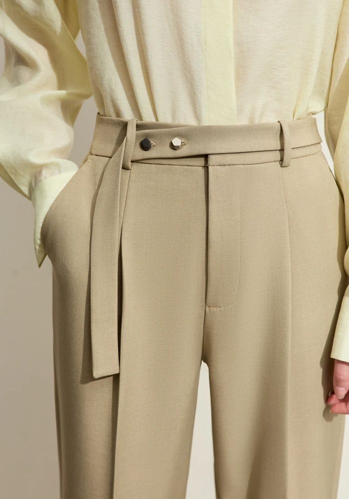 Belt Tapered Ankle-length Trousers