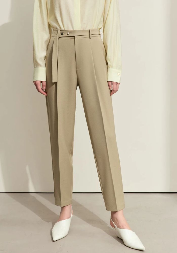 Belt Tapered Ankle-length Trousers