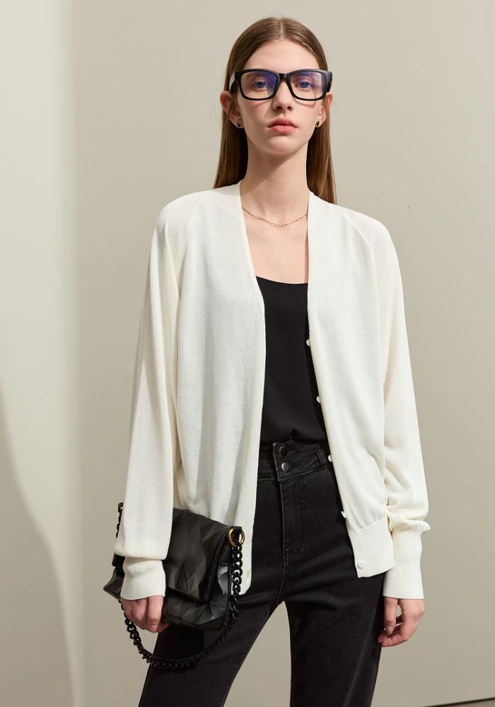Raglan Sleeve V-neck Cardigan