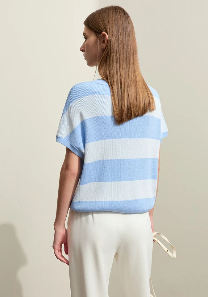 Knit Wide Striped Drawstring Sweater