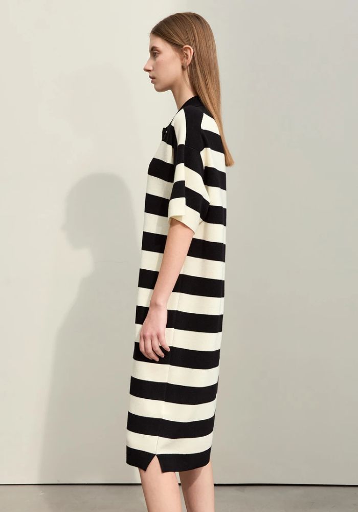 Half Drop Knit Striped Dress