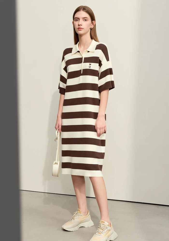 Half Drop Knit Striped Dress
