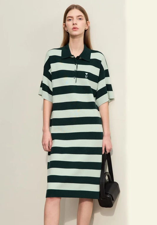 Half Drop Knit Striped Dress
