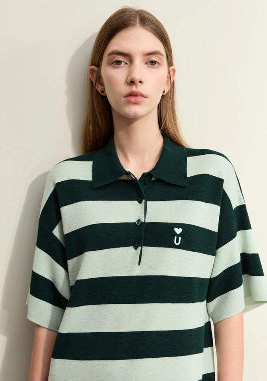 Half Drop Knit Striped Dress