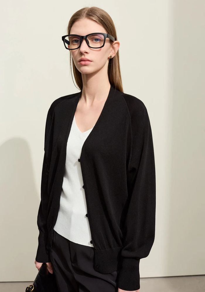 Raglan Sleeve V-neck Cardigan