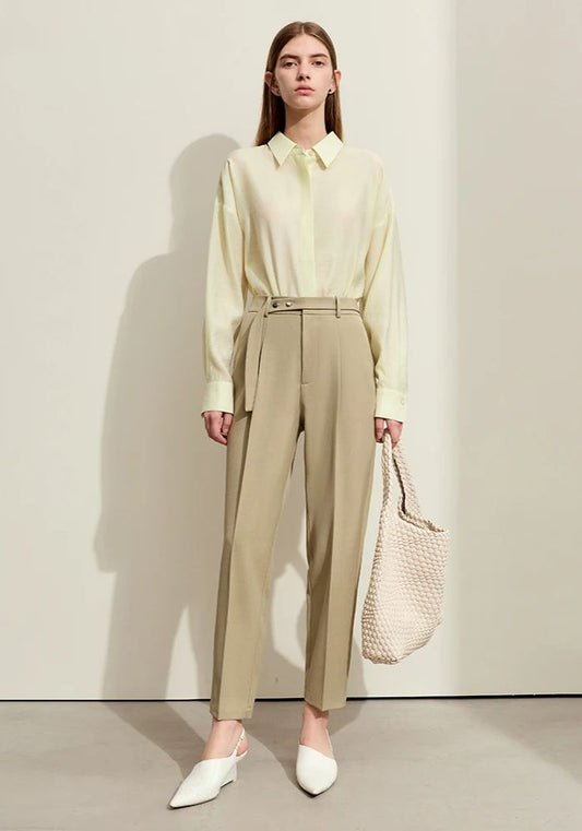 Belt Tapered Ankle-length Trousers
